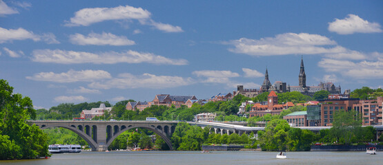 Georgetown and Key Bridge over Potomac River - Washington D.C. United States	 - obrazy, fototapety, plakaty