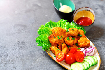 Nuggets. Chicken Nuggets background with copy space.