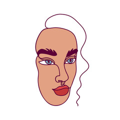 Continuous line, drawing of set faces and hairstyle, fashion concept, woman beauty minimalist, vector illustration for t-shirt, slogan design print graphics style on white