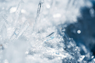Ice crystal macro photography, background	