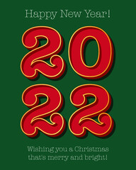 New Year Greeting Card For 2022 With Retro Typography