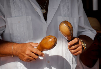 Havana, Cuba, February 2012, hands of a Cuban musician