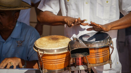 Havana, Cuba, February 2012, hands of a Cuban musician