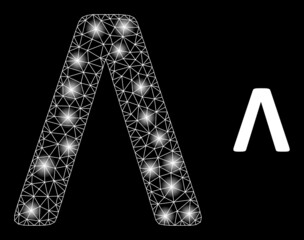 Constellation net Lambda Greek letter web icon with glowing light spots. Illuminated constellation generated using Lambda Greek letter vector icon. - obrazy, fototapety, plakaty