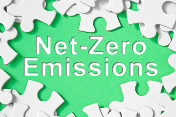 CO2 Net-Zero Emission - Carbon Neutrality concept in jigsaw puzzle shape