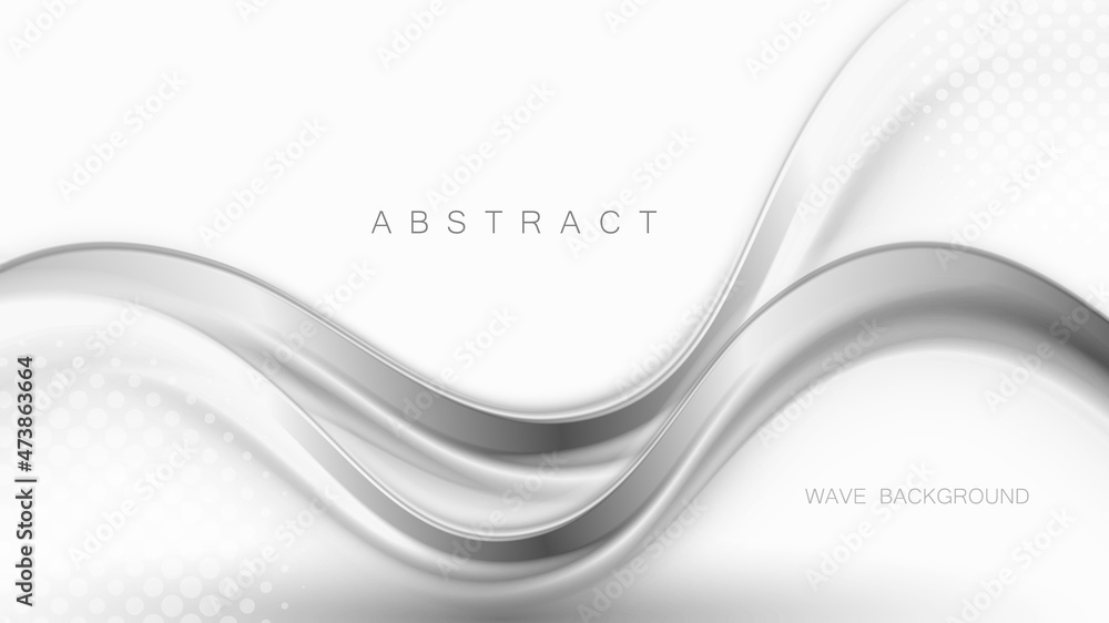 Poster abstract vector gray wave background or pattern with flowing lines.