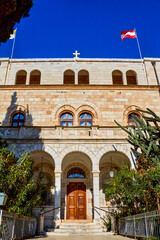 Facade of the Austrian Hospice of the Holy Family, the oldest Christian guesthouse in the Holy...