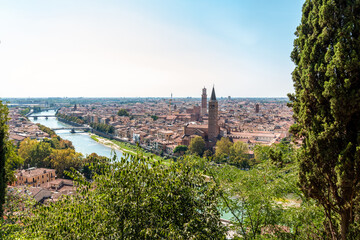Obraz premium Panoramic view from downtown Verona, seen from Castel San Pietro