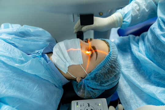 Medical laser eye correction. Medicine technology eye operation. Stock photo