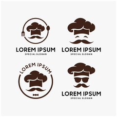 kitchen chef mustache logo collections