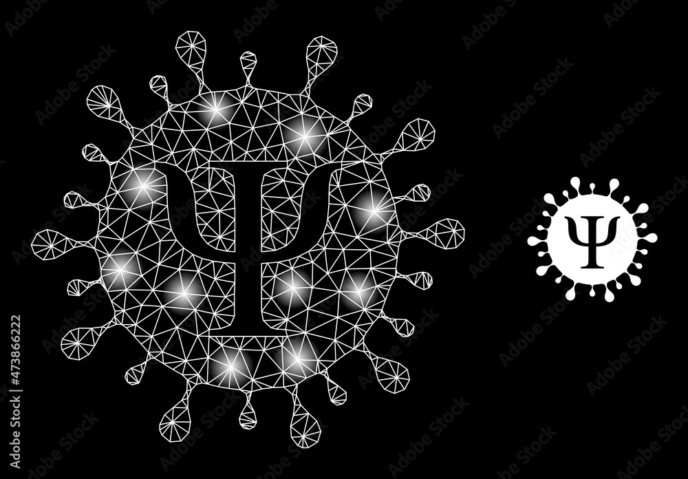 Poster constellation net psi covid virus web icon with sparkle spots. illuminated constellation is generate
