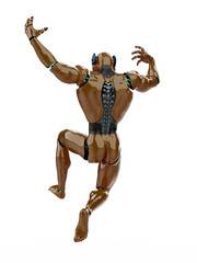 cyber tigerin is jumping rear view