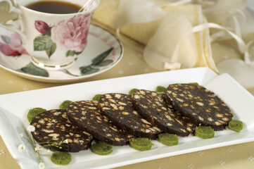 Mosaic Chocolate and Biscuit Cake
