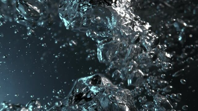 Super slow motion of bubbling water in detail. Filmed on high speed cinema camera, 1000 fps.