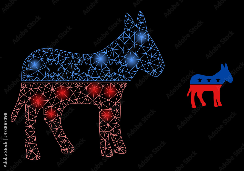 Poster constellation net republican donkey web icon with glowing light spots. illuminated constellation is 