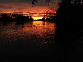 Donau im Abendrot