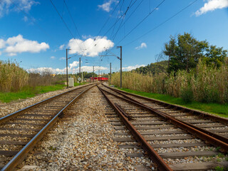 Obraz premium Train tracks and vanishing point
