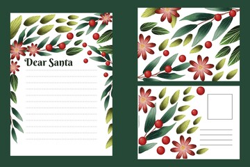 watercolor christmas stationery template vector design illustration