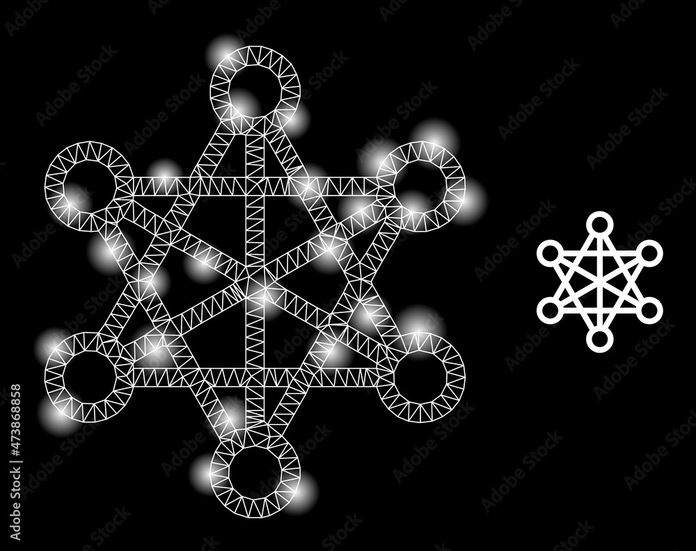 Poster glowing network star network web icon with bright spots. illuminated constellation created from star
