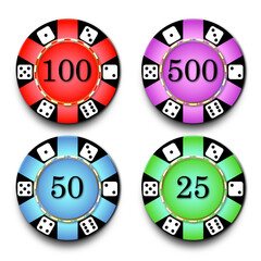 poker chips illustration, casino chip stacks