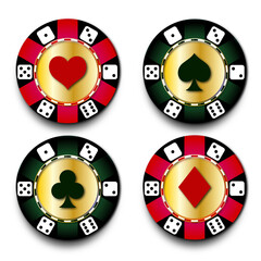 casino chips and dice gold