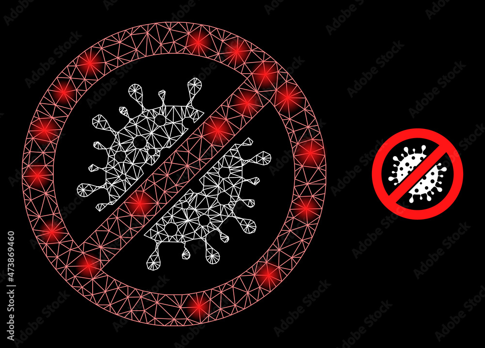 Poster constellation network stop coronavirus web icon with glossy spots. illuminated constellation created