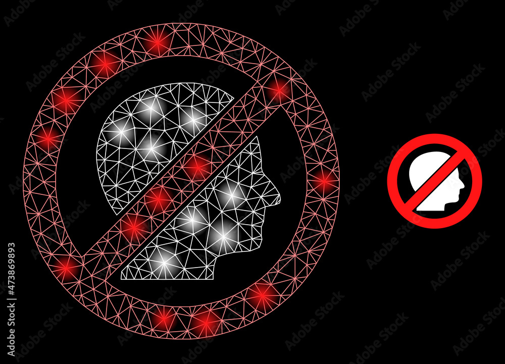 Poster glowing net stop human web icon with sparkle spots. illuminated model generated from stop human vect