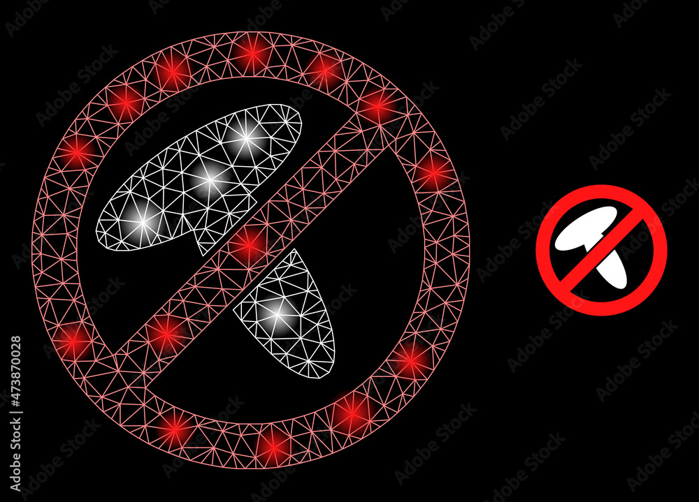 Poster constellation mesh stop mushroom web icon with magic light spots. illuminated constellation is creat