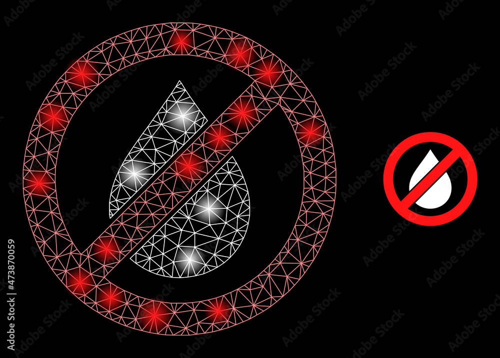 Poster glowing mesh stop oil web icon with glowing light spots. illuminated model is generated from stop oi