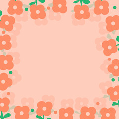 cute flower frame on pink background