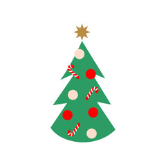 Christmas tree cartoon icon simple design for card greetings.
