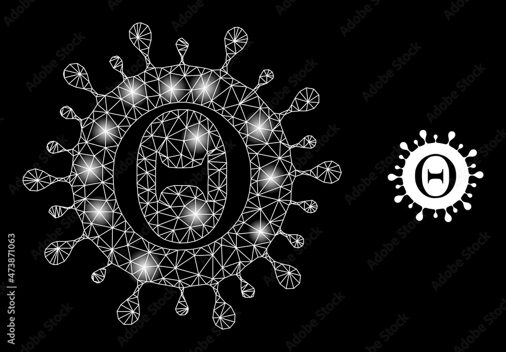 Poster bright network tetta coronavirus web icon with flare light spots. illuminated constellation is done 