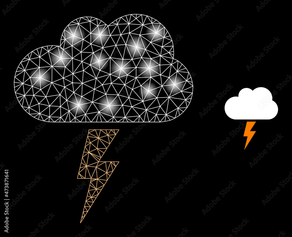 Poster constellation mesh thunderstorm cloud web icon with magic light spots. illuminated constellation gen
