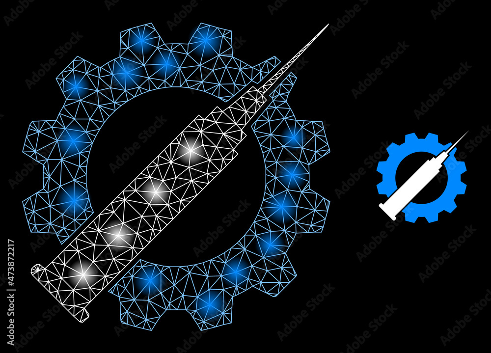 Poster bright net vaccine industry web icon with glowing spots. illuminated model is done using vaccine ind