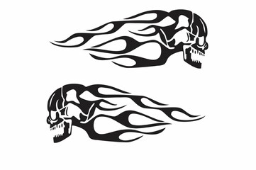 Skull in fire Blavk and White Illustration.
Idea for print on t-shirt