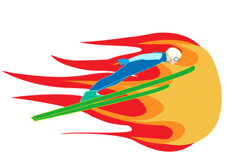 Obraz na płótnie Canvas スキージャンプ選手のパフォーマンスのイラスト素材です。