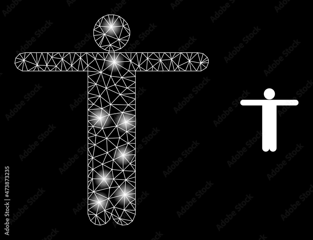 Poster constellation mesh welcome person web icon with illuminated light spots. illuminated constellation d