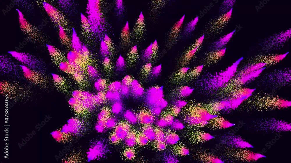 Poster magic purple particles form beatuful trails. 3d render abstract colorful trails like from explosion 