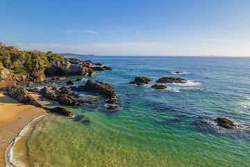 Rocks and the sea at Mystery Bay beach