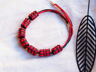Handmade geometric necklace of polymer clay.