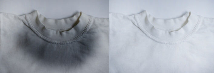 stain on the T-shirt before and after
