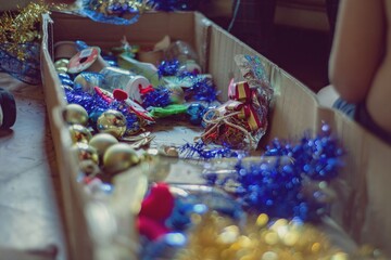 Caja con decoración navideña