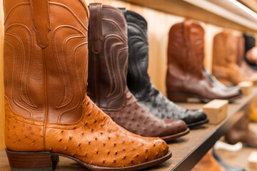 American Country & Western cowboy boots, ostrich hide
