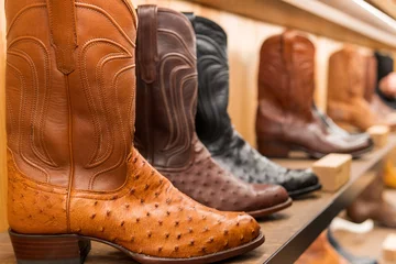 Fotobehang American Country & Western cowboy boots, ostrich hide © Seeing Stars