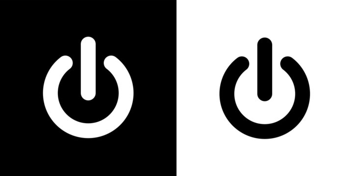 Power button icon. Power on and off. Isolated raster illustration on white background.