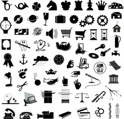 Set of various vector design elements in black and white