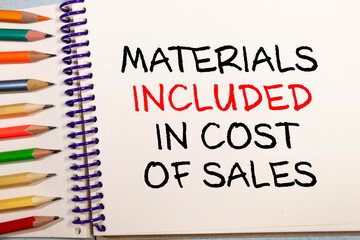 text Materials Included in Cost of Sales on white paper