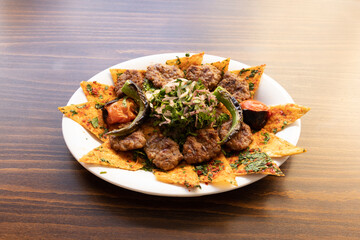 delicious turkish kebab on a table