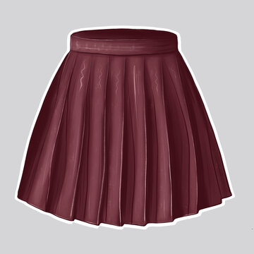 recommend clip art: Sticker with a white rim with a fashionable burgundy womens skirt