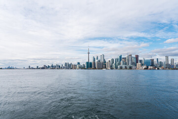 Toronto City Skyline from Toronto Island in Ontario Canada